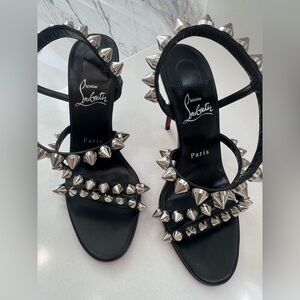 Christian Louboutin Black Sandals with Silver Spikes